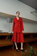 Красный двубортный жакет фото 4