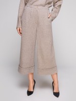 Укороченные брюки с манжетами внизу и поясом по талии фото 2