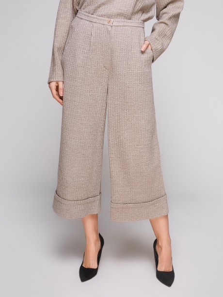 Укороченные брюки с манжетами внизу и поясом по талии2855 купить
