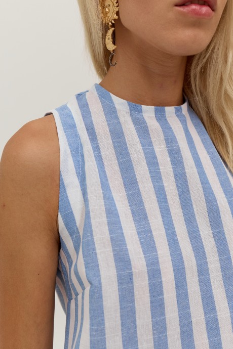 Блуза у біло-блакитну смужку 40014001 купить