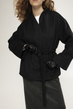 Сіре коротке пальто 3889 фото 2