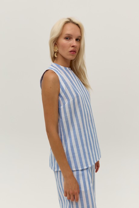 Блуза у біло-блакитну смужку 40014001 купить