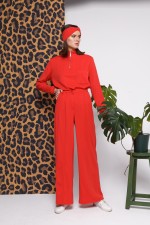 Коралловые брюки в пол фото 3