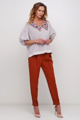 Блуза с воротником с вышивкой2951 купить