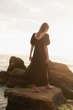 Чорна сукня міді з мереживом 3222 фото 1