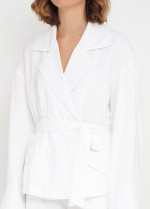 Білий лляний жакет фото 3