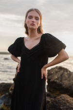 Чорна сукня міді з мереживом 3222 фото 2