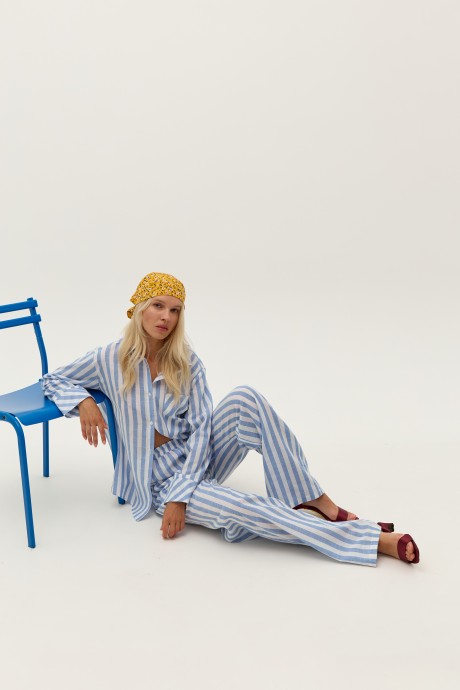 Штані у біло-блакитну смужку 39923992 купить