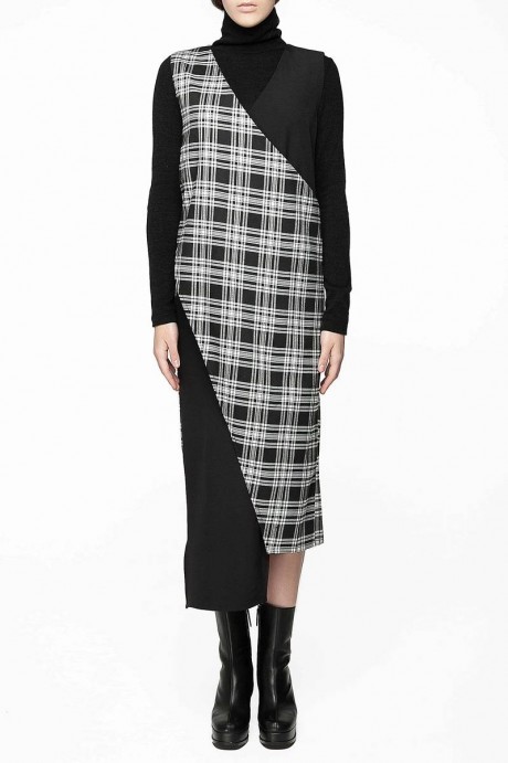 Платье-сарафан с комбинированной тканью1809 купить