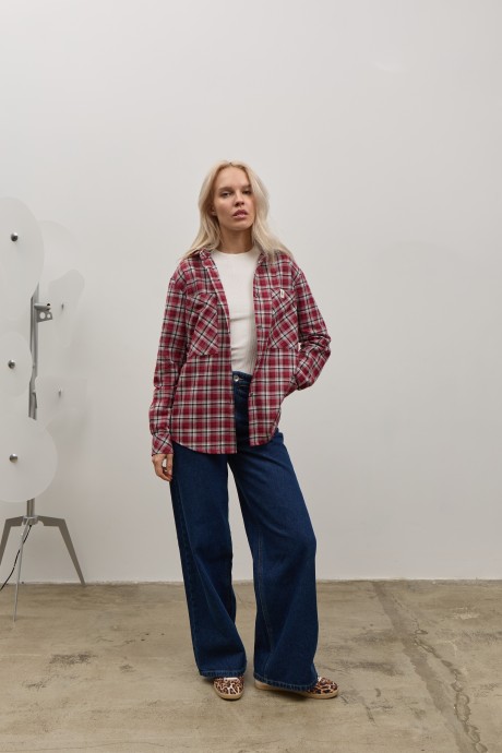 Бордова картата сорочка 40664066 купить