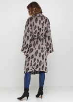 Пальто с леопардовым принтом под пояс фото 1