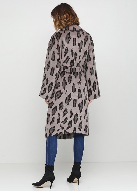 Пальто с леопардовым принтом под пояс2558 купить