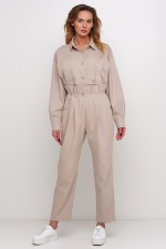 Бежевые брюки на высокой талии с рюшей фото 0