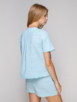 Короткая блуза с коротким рукавом и накладными карманами на груди фото 2