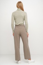 Оливкові штани на високій талії фото 1