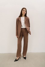 Коричневі вкоречені брюки 3778 фото 2