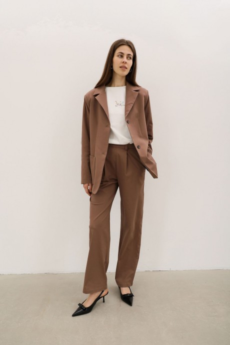 Коричневі вкоречені брюки 37783778 купить