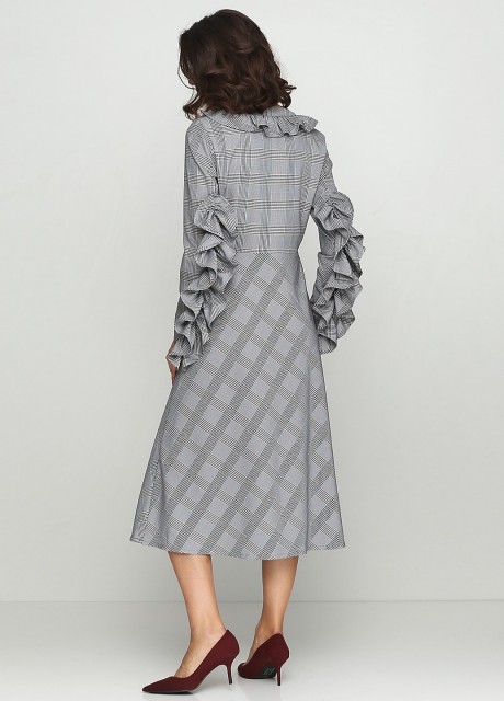 Платье в клетку с рюшей2441 купить