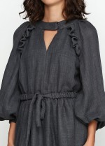 Теплое серое платье с рюшей фото 2