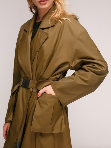 Плащ свободного силуэта на запах с поясом на резинке2824 купить