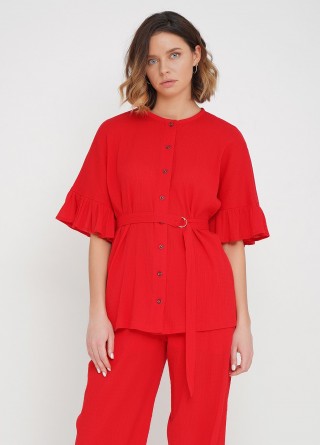 Красная хлопковая блуза2584 купить