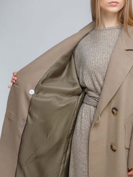Вільне демісезонне пальто оливкового кольору2837 купить