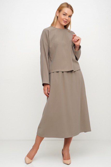 Оливковый блузон свободного силуэта под пояс3022 купить