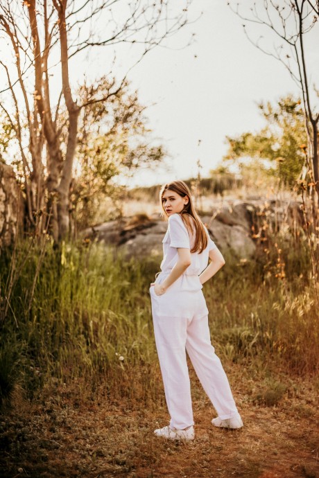 Білий бавовняний комбінезон2671 купить