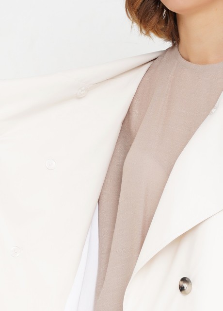 Белая парка под пояс с пуговицами2559 купить