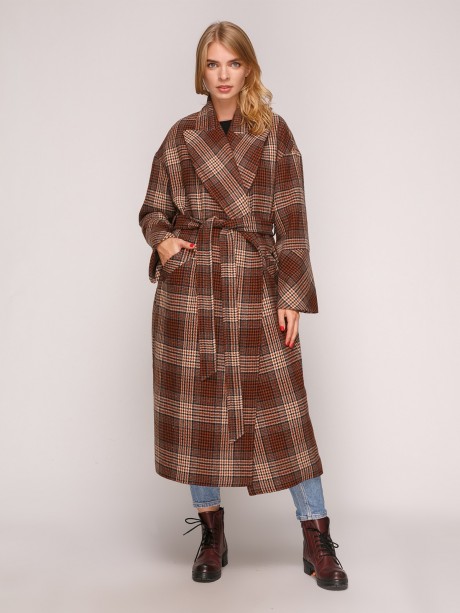 Демисезонное пальто на запах миди длины2828 купить