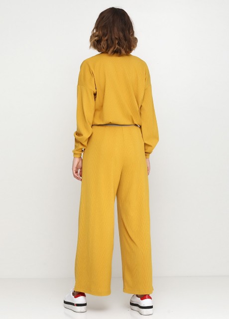 Желтые широкие брюки с карманами2547 купить