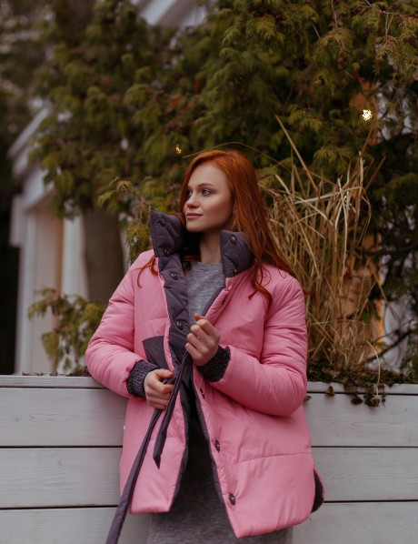 Зимняя серо-фиолетовая куртка2892 купить