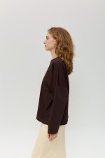 Коричневий лонгслів 4023 фото 3