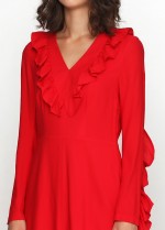 Красное платье с рюшей фото 2