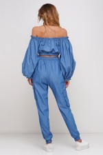 Штани з легкого джинсу з кишенями фото 1