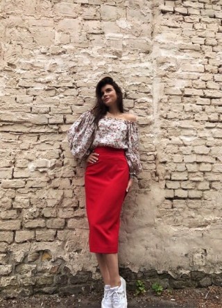 Красная юбка-карандаш1954 купить