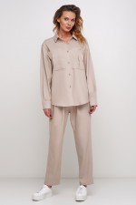 Обьемная бежевая рубашка с карманами фото 0