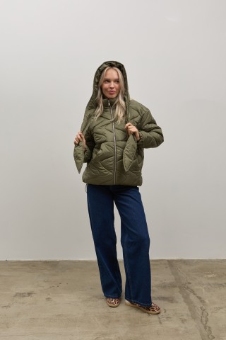 Зелена стьобана куртка 40754075 купить