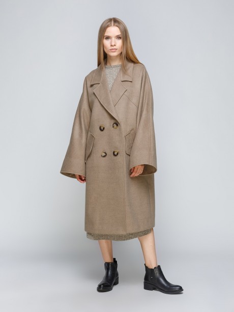 Вільне демісезонне пальто оливкового кольору2837 купить