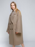 Вільне демісезонне пальто оливкового кольору фото 6