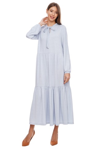 Серебрисо-голубое трехярусное платье.2907 купить