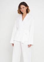 Білий лляний жакет фото 0