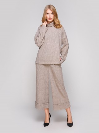 Укороченные брюки с манжетами внизу и поясом по талии2855 купить