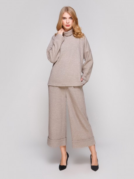 Укороченные брюки с манжетами внизу и поясом по талии2855 купить