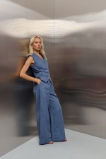 Сині лляні штані 4002 фото 1