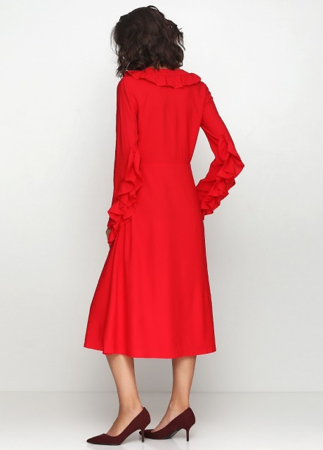 Красное платье с рюшей2390 купить