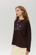 Коричневий лонгслів 4023 фото 2