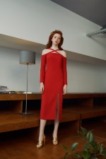 Красное платье с разрезом фото 2