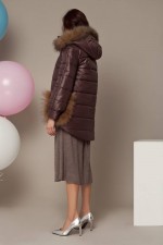 Куртка с меховой отделкой на карманах и капюшоне фото 1