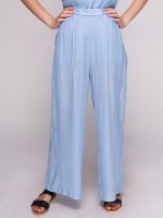 Укороченные свободные брюки прямого кроя на высокой талии фото 1